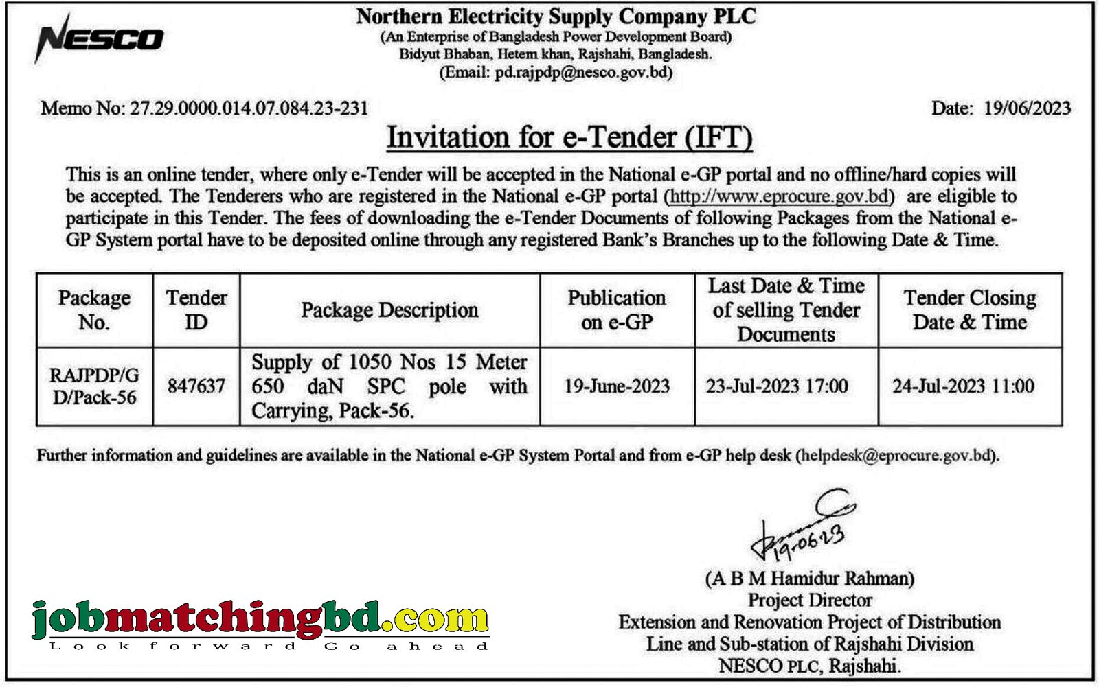 Northern Electricity Supply Company PLC - e-Tender Notice