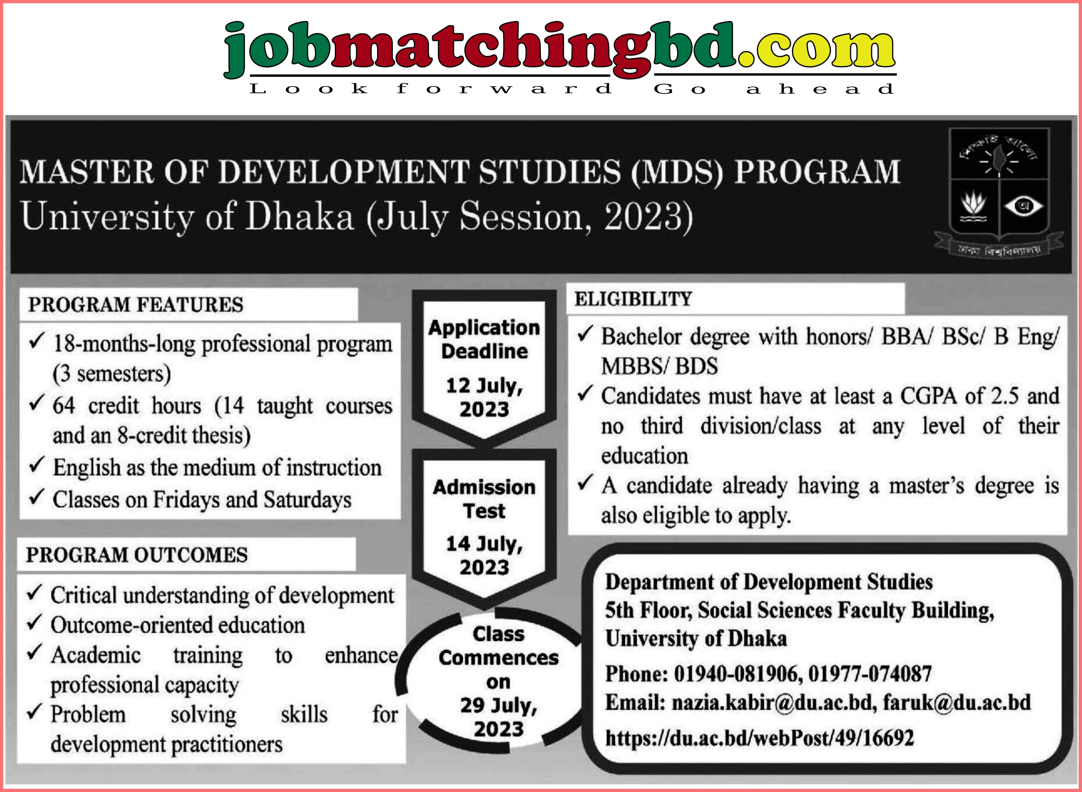 University of Dhaka - Admission Notice