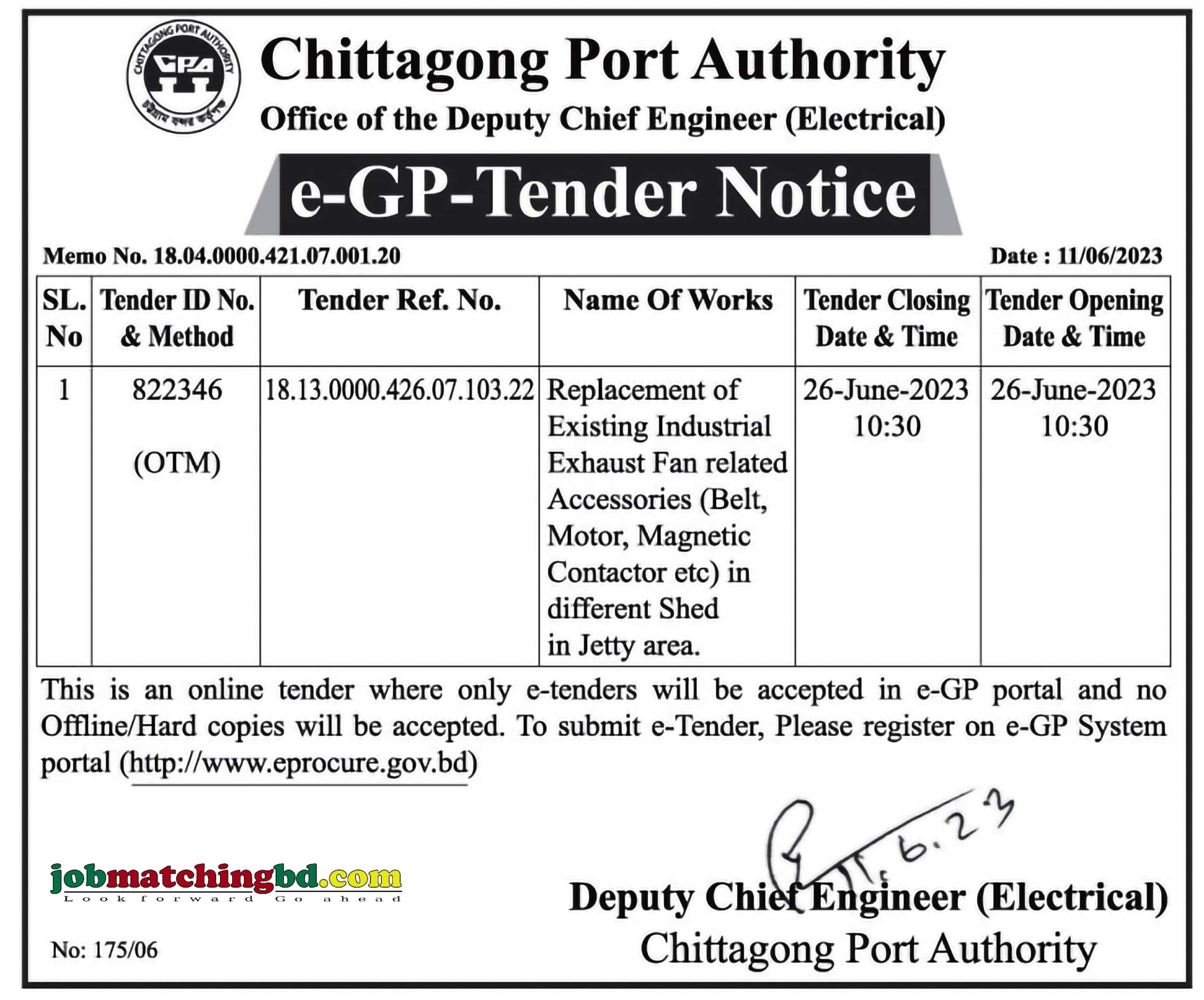 Chittagong Port Authority - e-GP-Tender Notice
