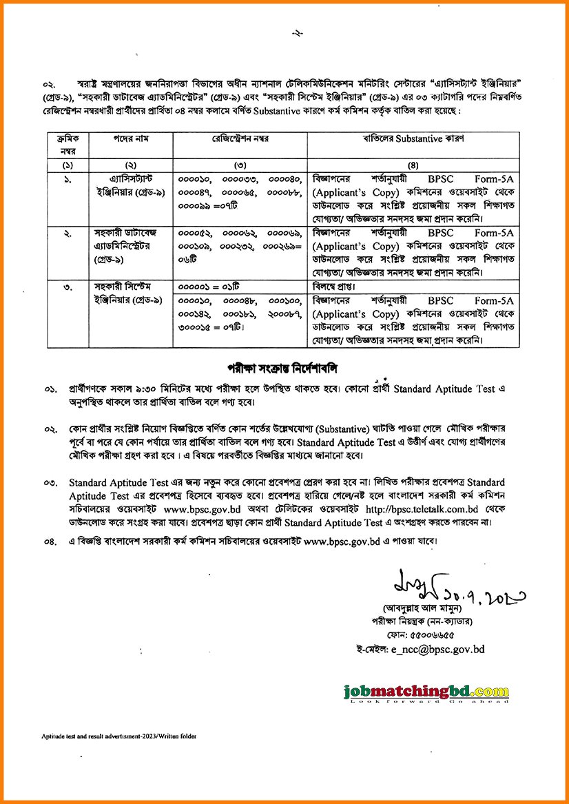 ন্যাশনাল টেলিকমিউনিকেশন মনিটরিং সেন্টার এর চাকরির পরীক্ষা সময়সূচি - জব এক্সাম এলার্ট