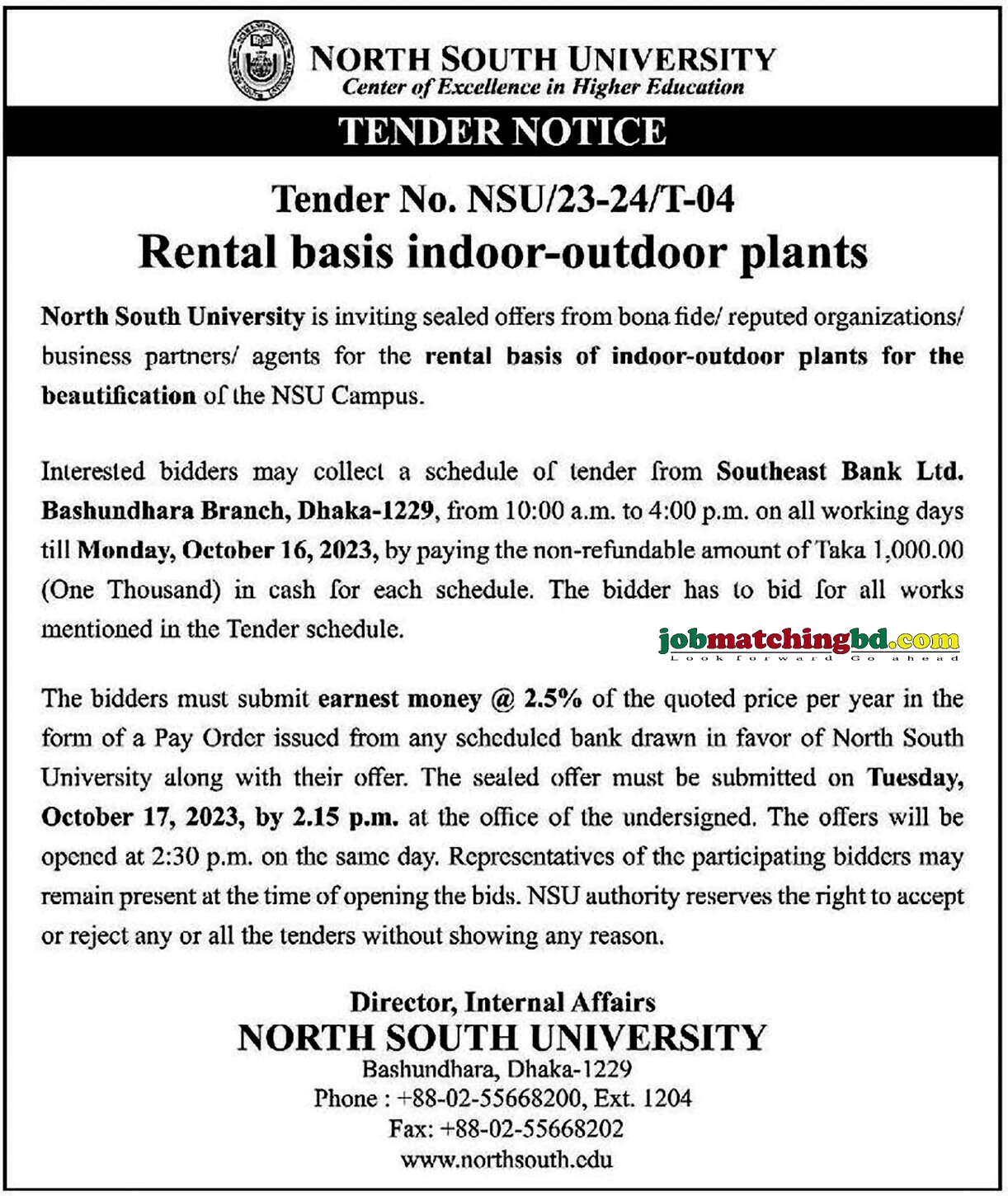 North South University Tender 