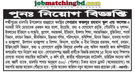 Sevagram Fazlur Rahman School and College Lecturer Job in Bangladesh