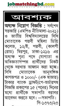 Pallavi Women's Degree College । Teacher Job Bd 2023