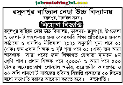 Rasulpur Bachirun Necha High School Teaching jobs in bd