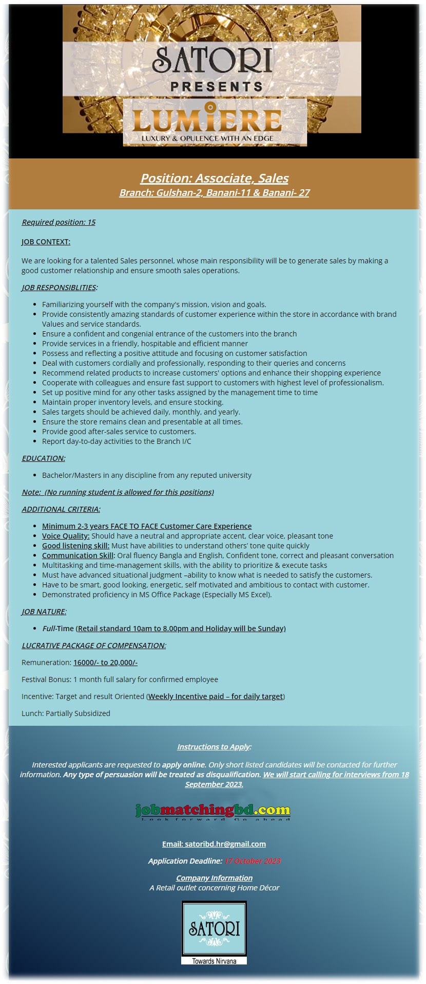 Satori Sales Associate