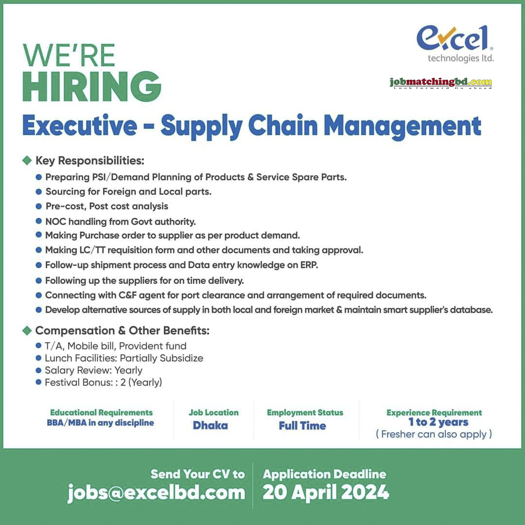 Supply Chain Management Executive Job 2024