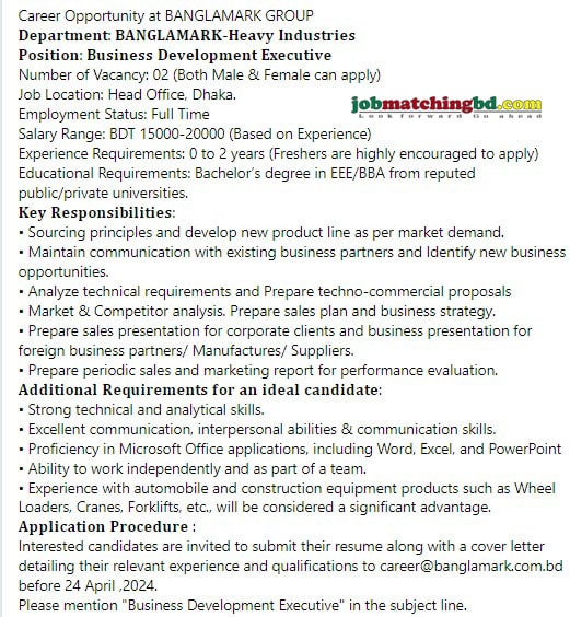 Business Development Executive Job 2024