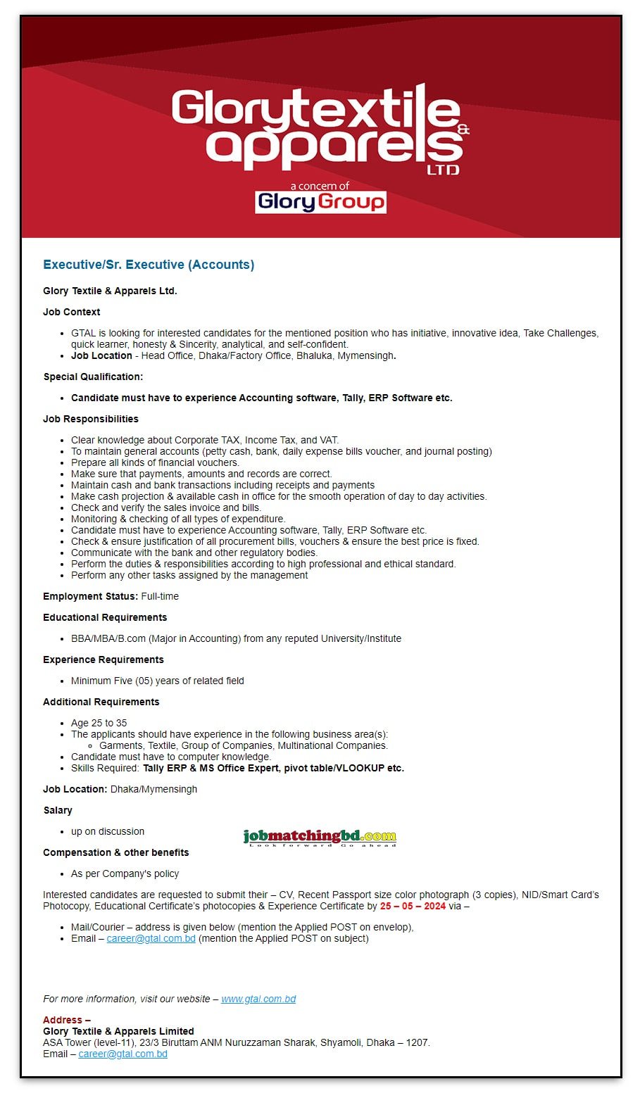 Accounting Job Mymensingh 2024 