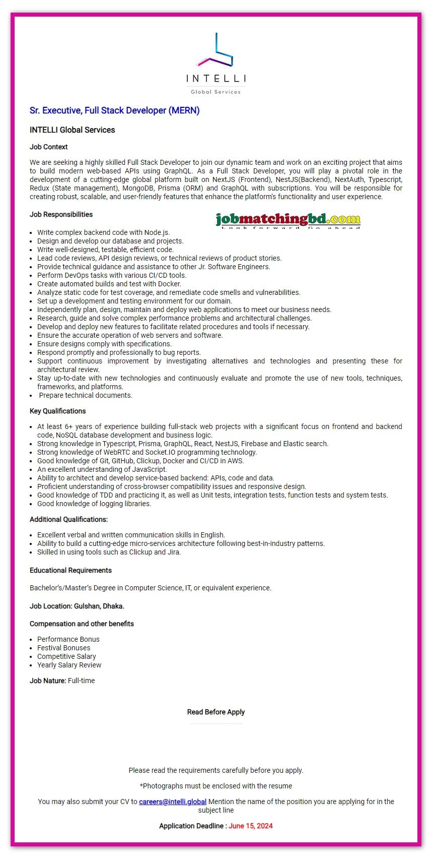 Full Stack Developer Job 2024 