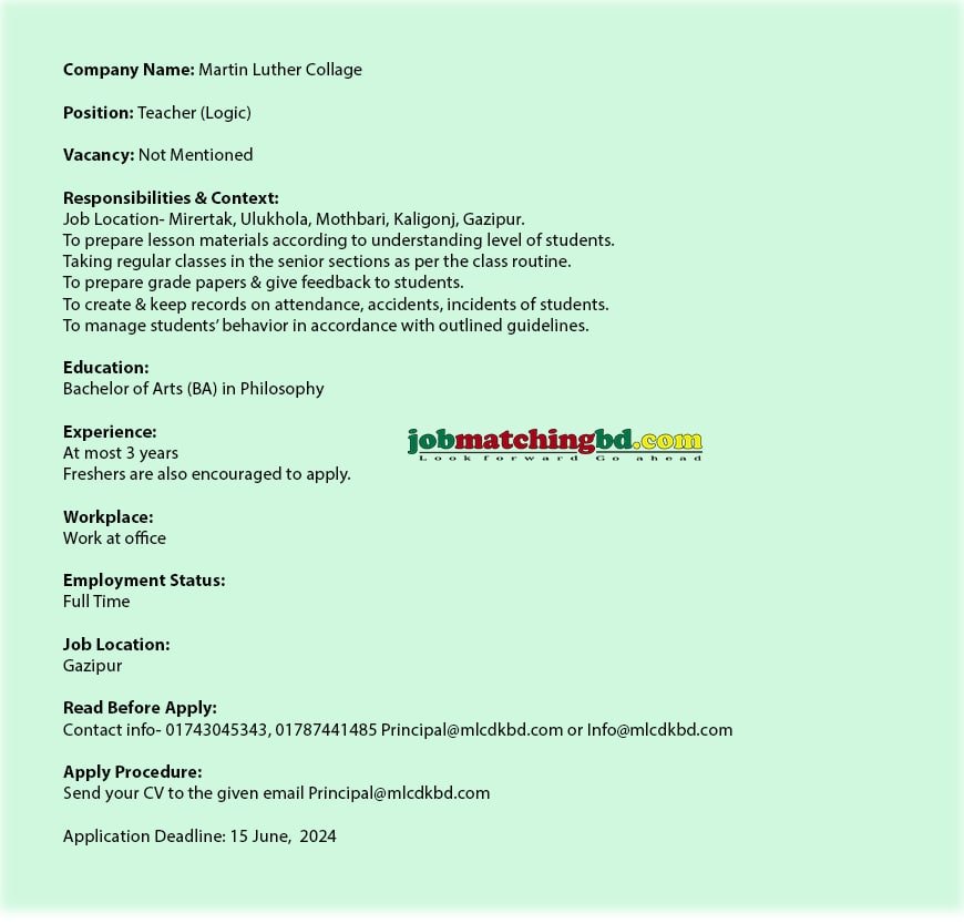 Teacher Job Circular 2024 
