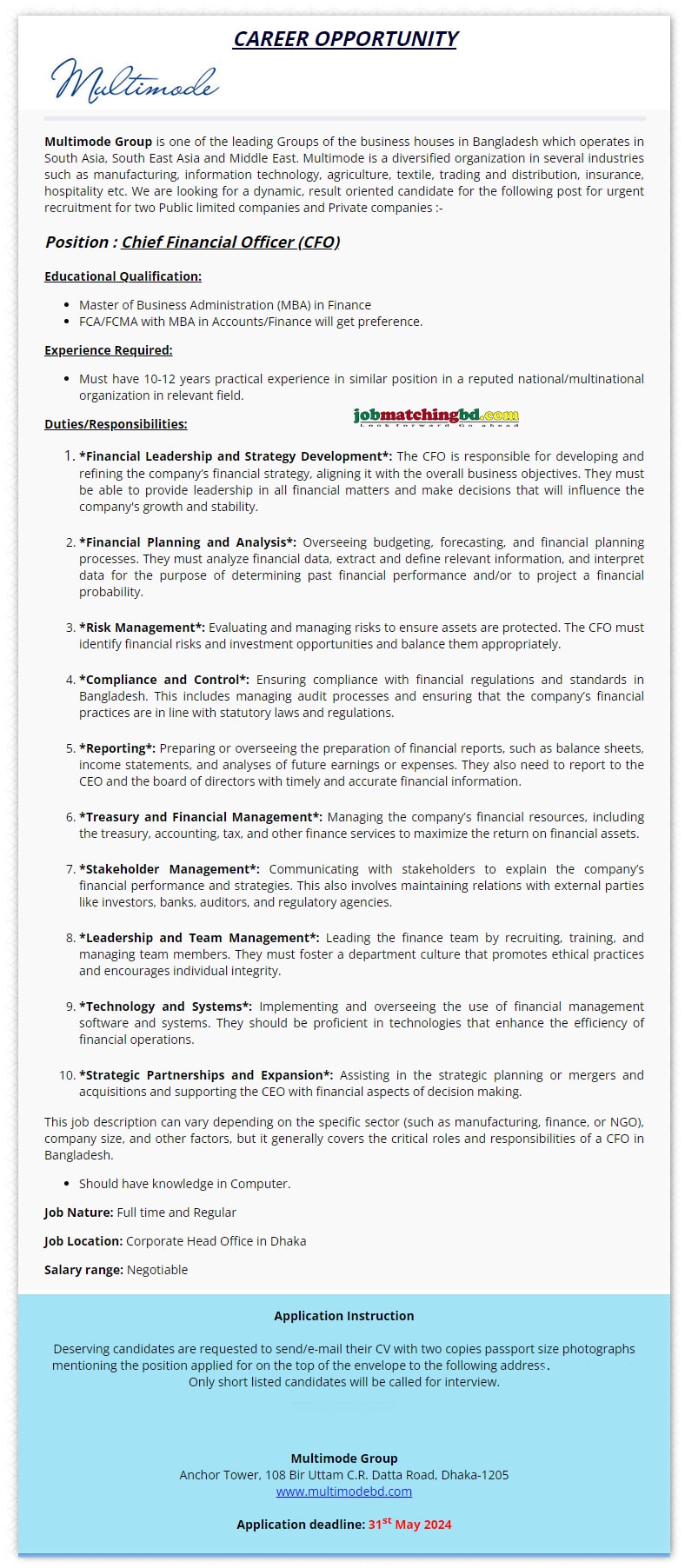 Finance Job Circular 2024