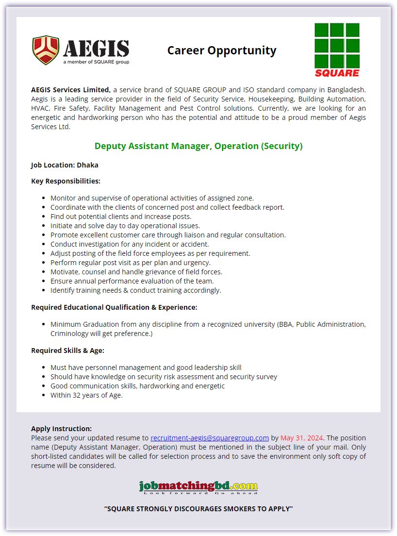 Operation Manager Job 2024 