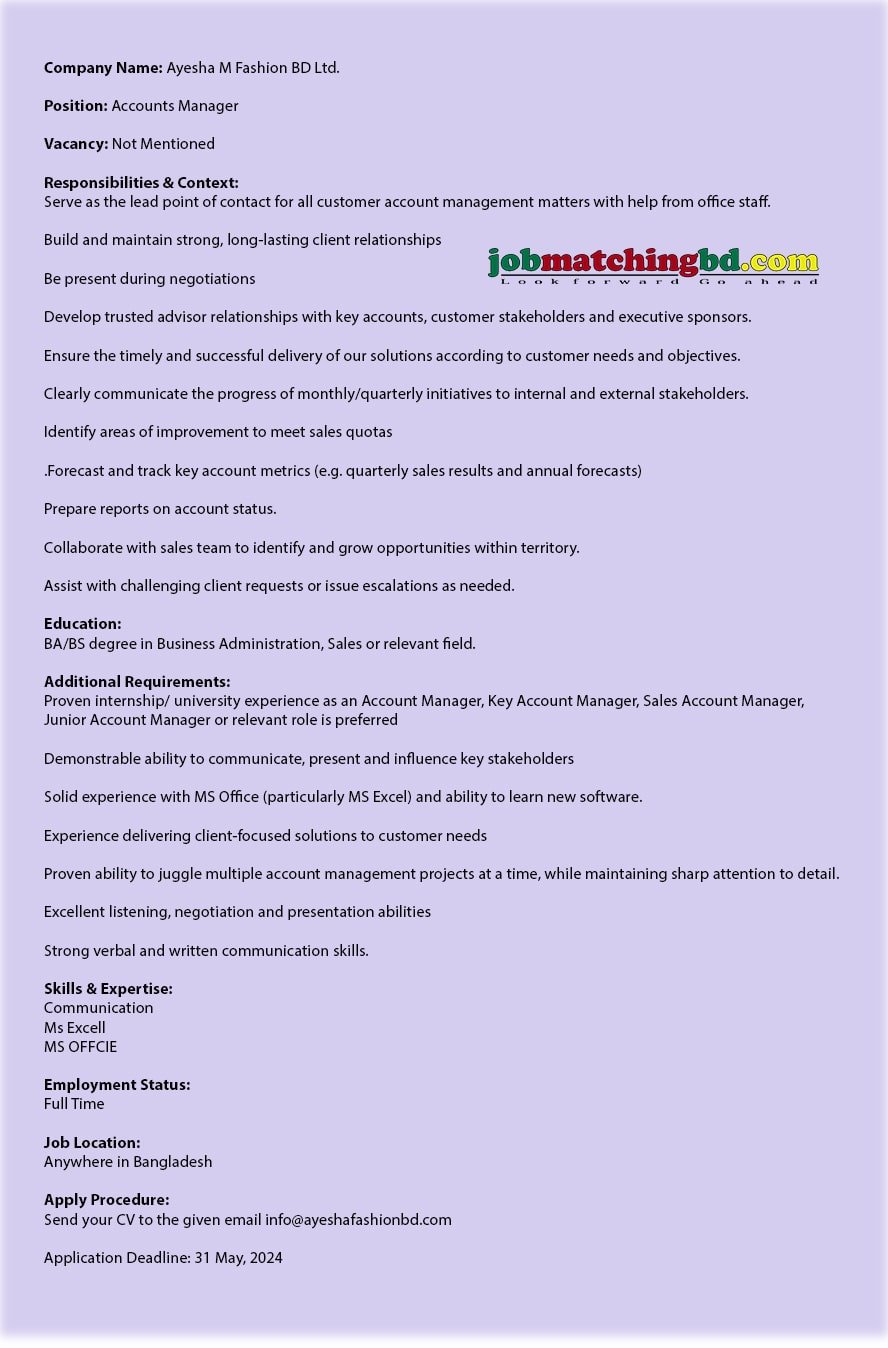 Accounting Job Circular 2024 