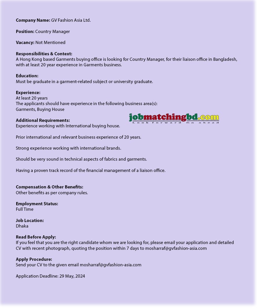 Garments Job Circular 2024