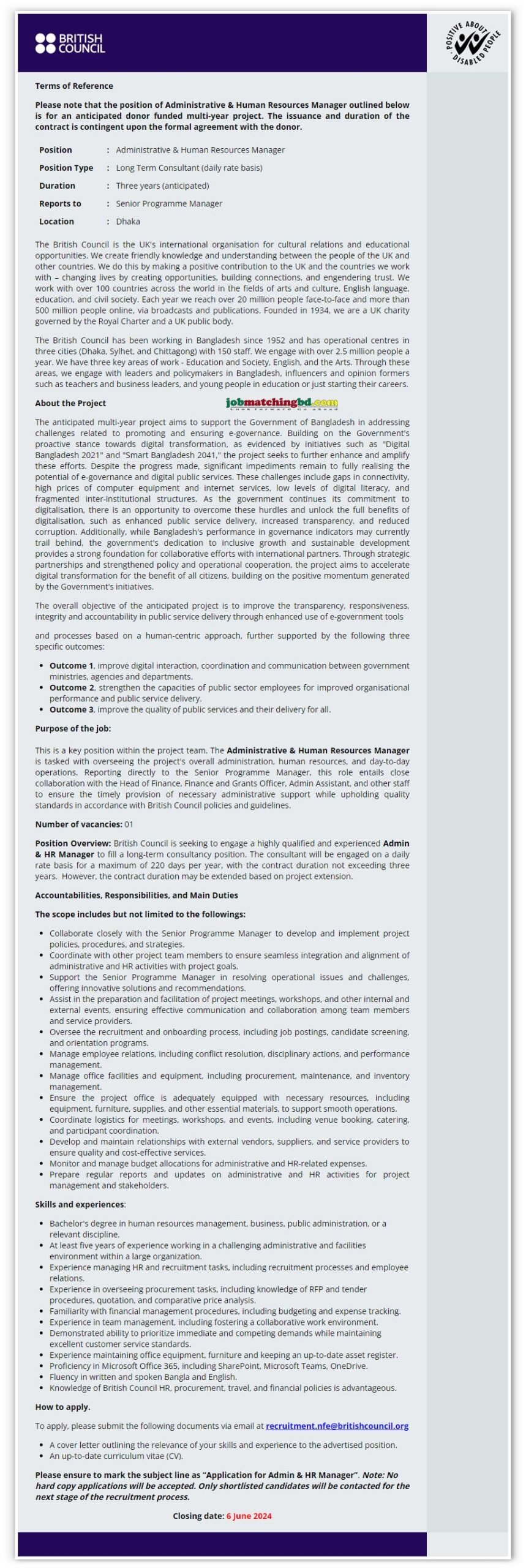 British Council Job Circular 2024 