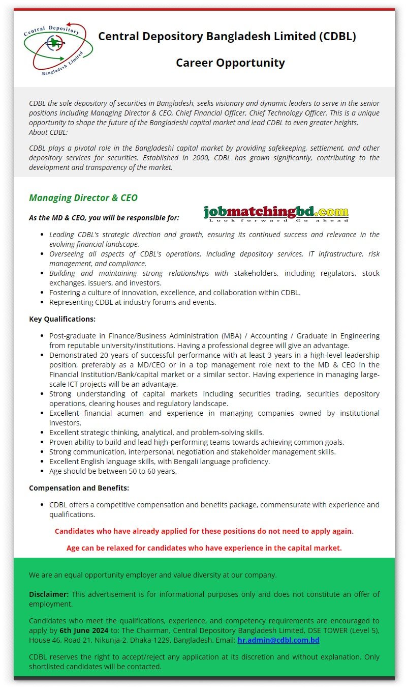 CEO Job Circular 2024