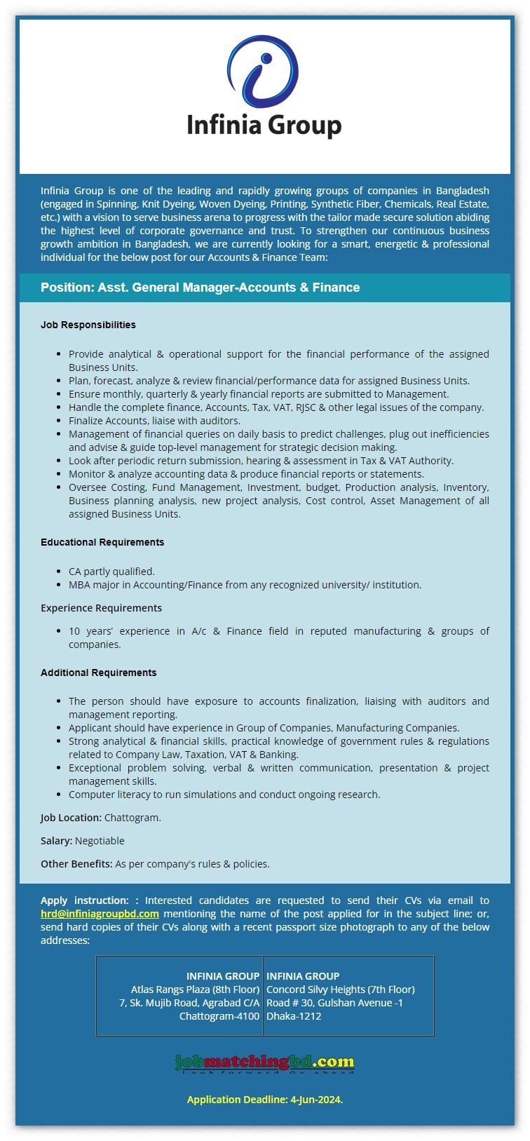 Infinia Group Job Circular 2024 