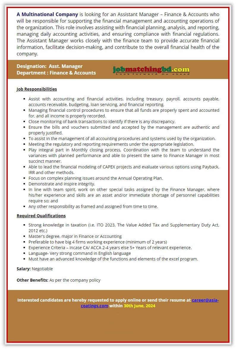 Accounting Job Circular 2024