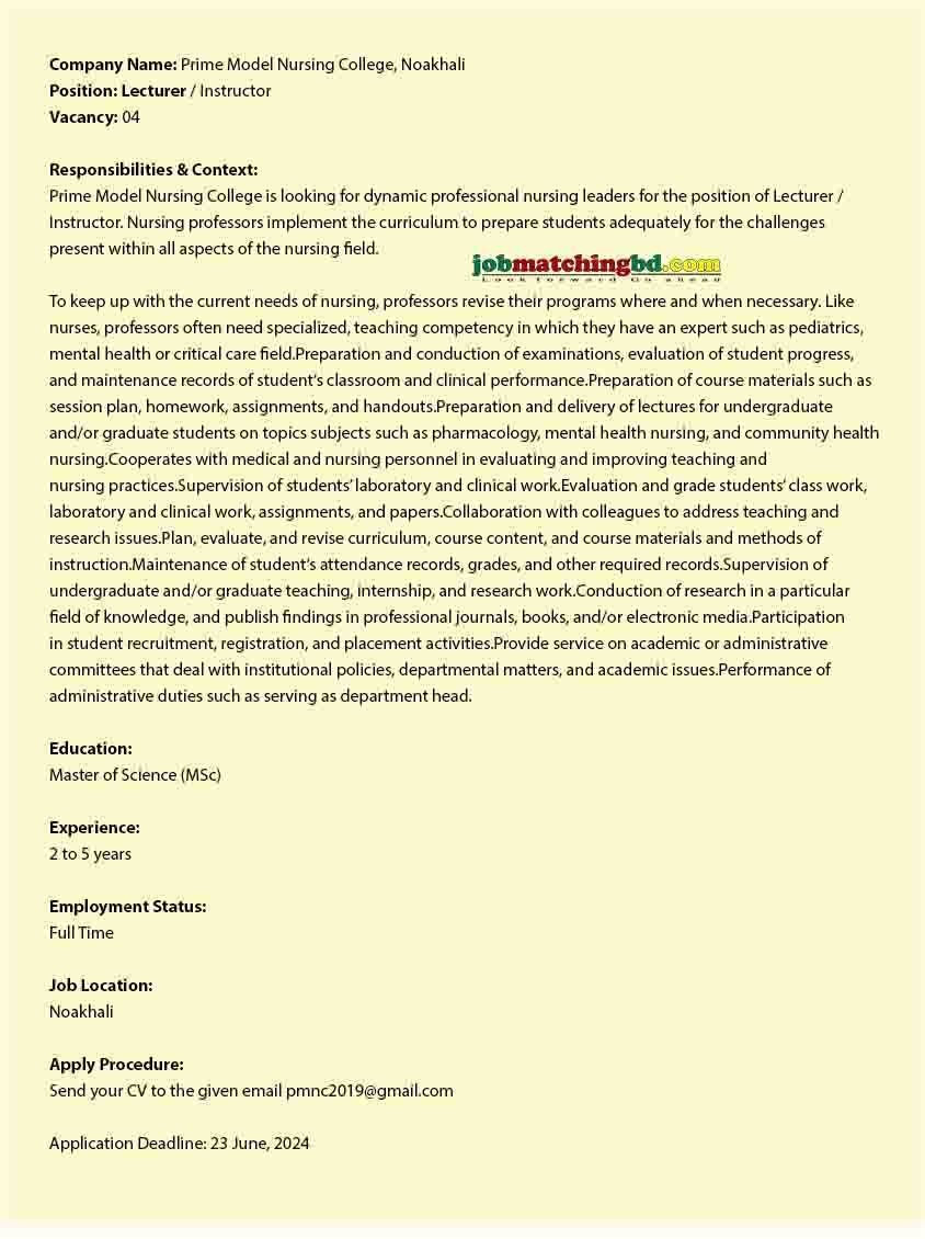 Lecturer Job Circular 2024