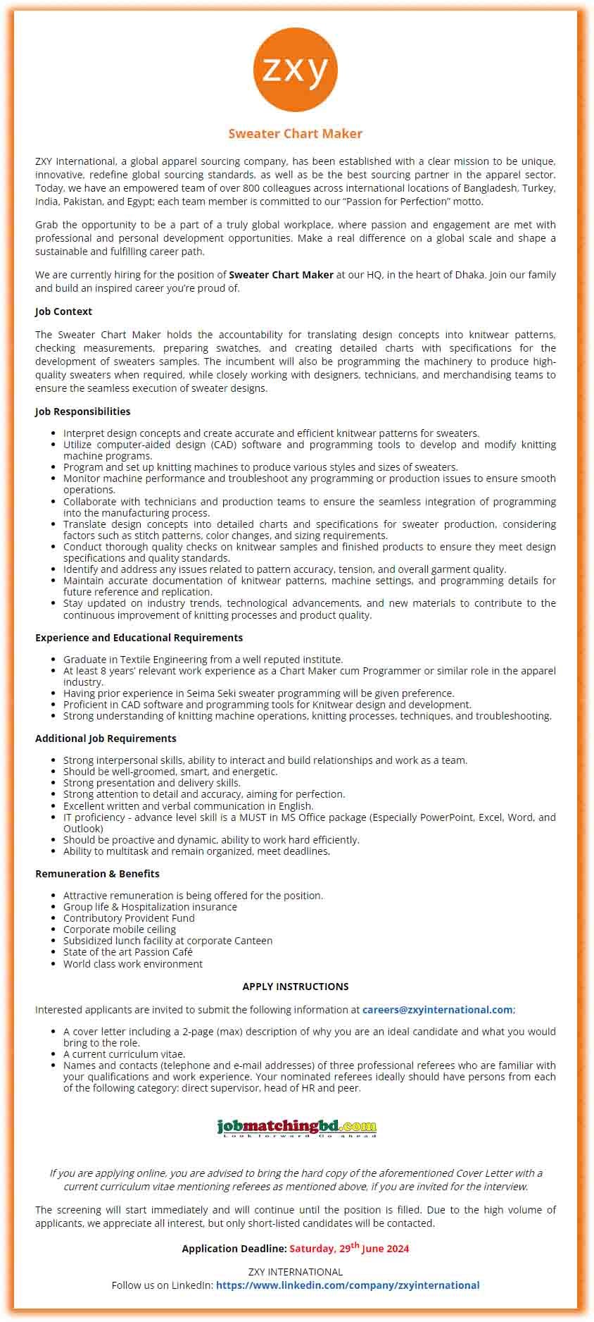 ZXY International Job 2024 