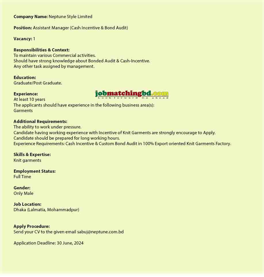 Garments Job Circular 2024 