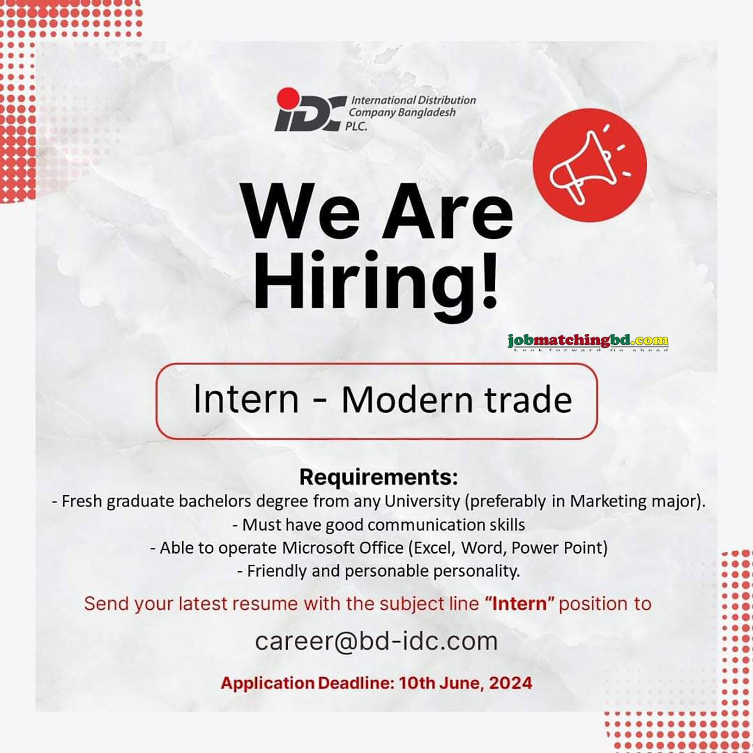 Vacancy at International Distribution Company Bangladesh PLC | Job in Dhaka