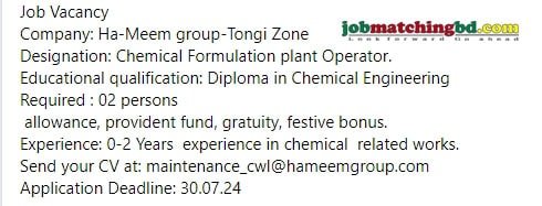 Ha-Meem Group Job Circular 2024