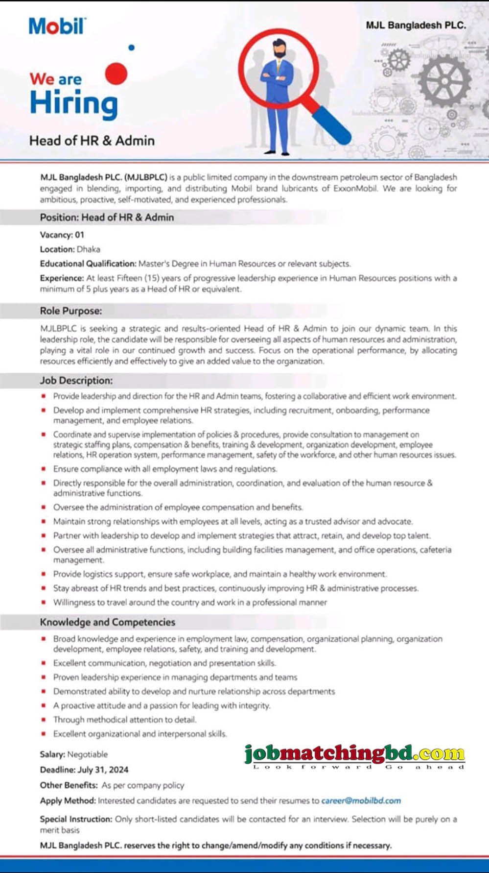 Head of HR and Admin Job Circular 2024