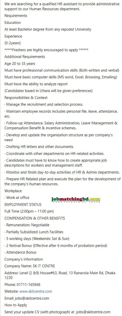 HR Jobs Dhaka 2024