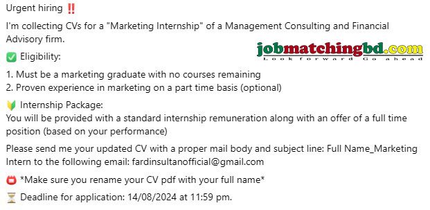 Marketing Job Circular 2024