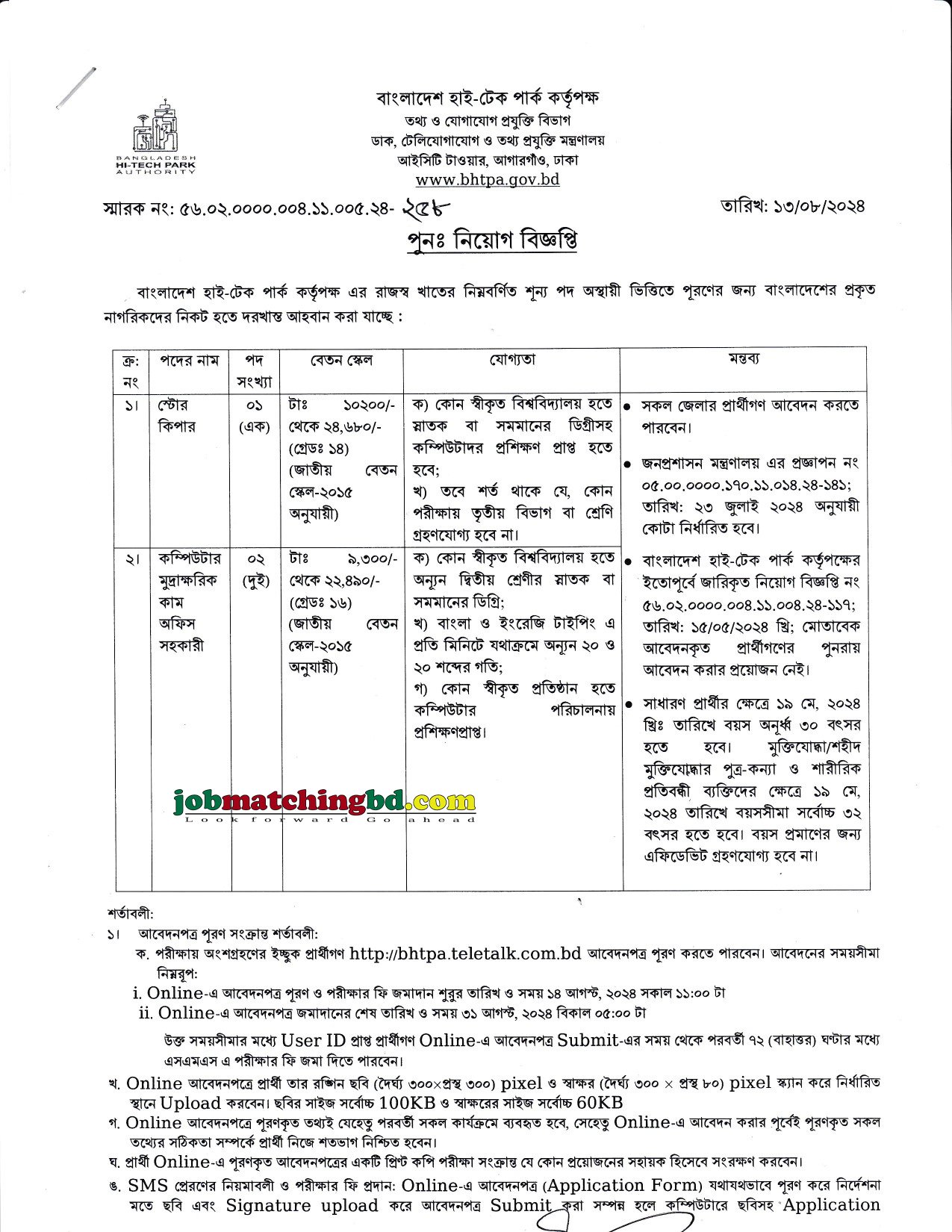 বাংলাদেশ হাই টেক পার্ক কর্তৃপক্ষ | Govt Job Circular 2024