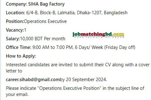 Job Opportunity in Bangladesh 2024