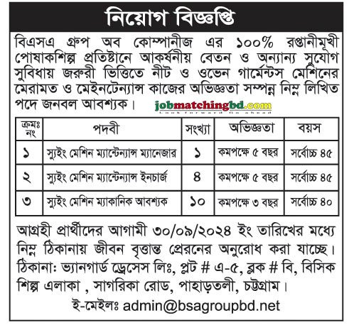 Garments Job in Chittagong