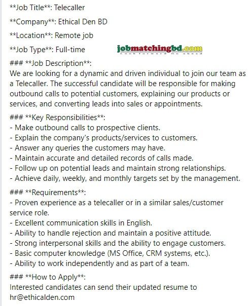 Remote Job Circular 2024
