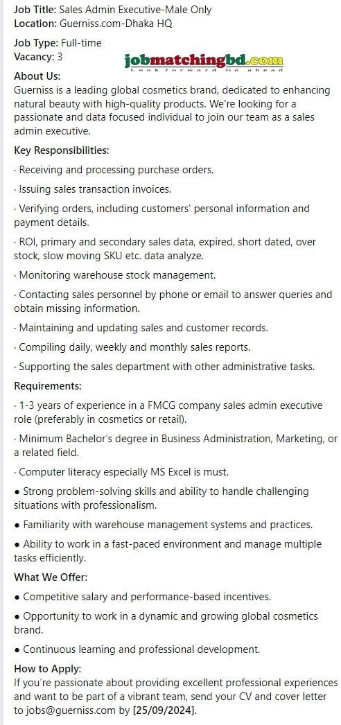 Sales Job in Bangladesh 2024