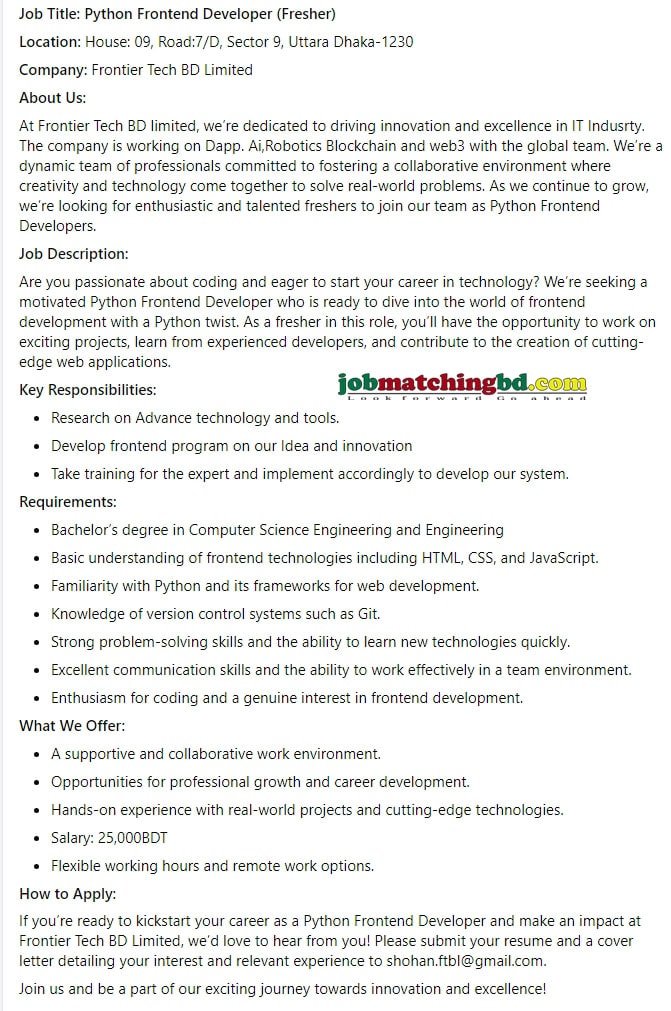 Python Developer Job Circular 2024
