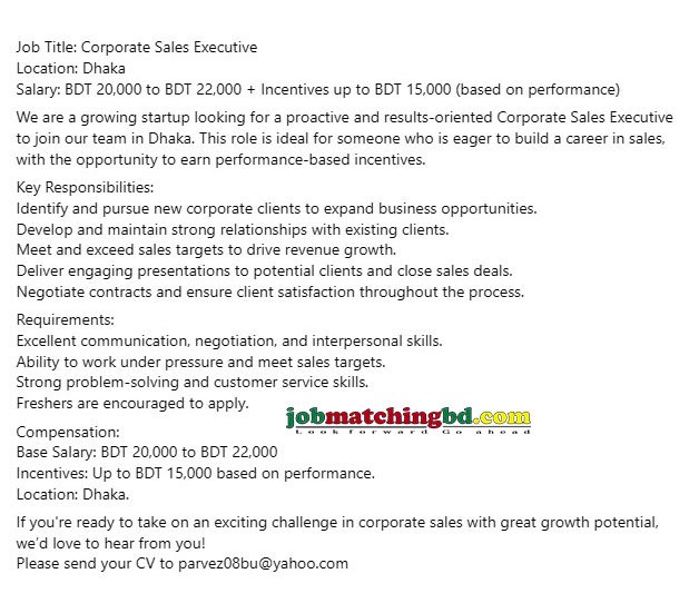 Sales Job in Dhaka