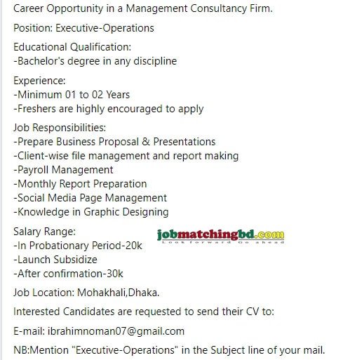 Executive Jobs in Bangladesh 2024