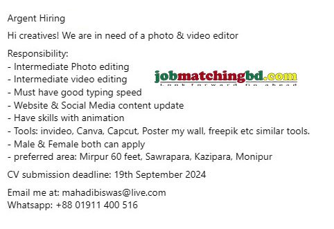 Video Editor Job