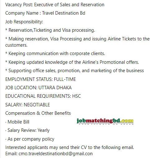 Travel Destination BD Job Circular 2024