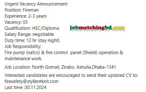 Job Circular in Dhaka 2024