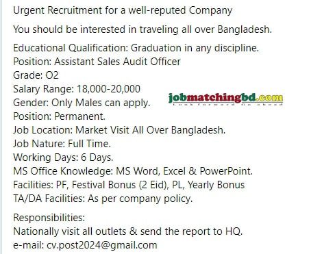 Sales Job Curcular 2024