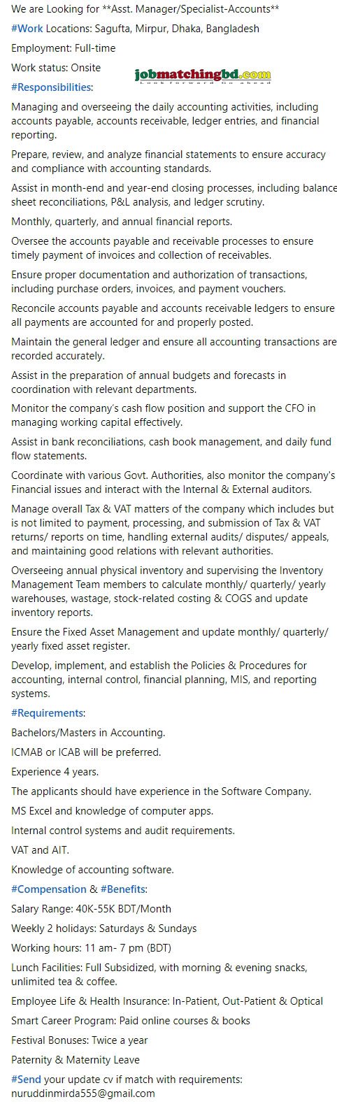 Accounts Jobs in Bangladesh 2024
