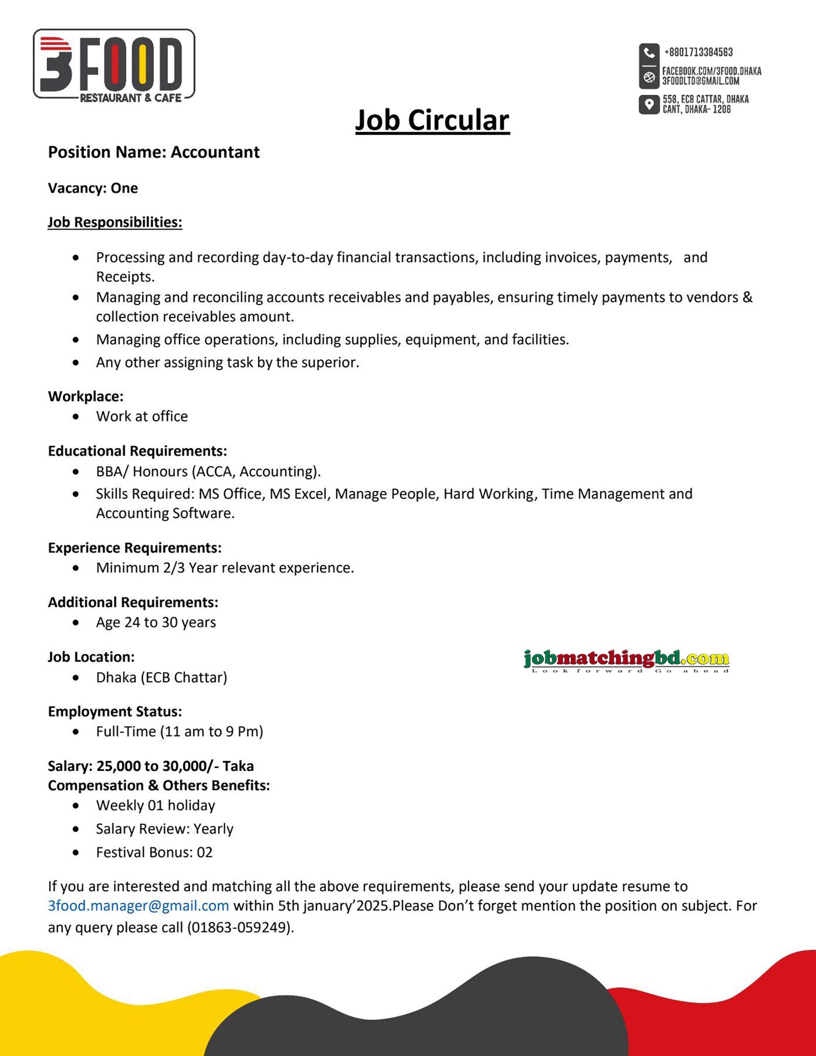 Accounts Job in Dhaka