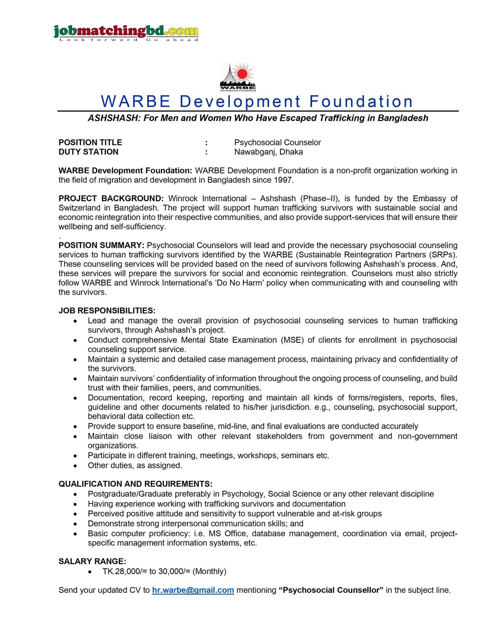 NGO Job Circular