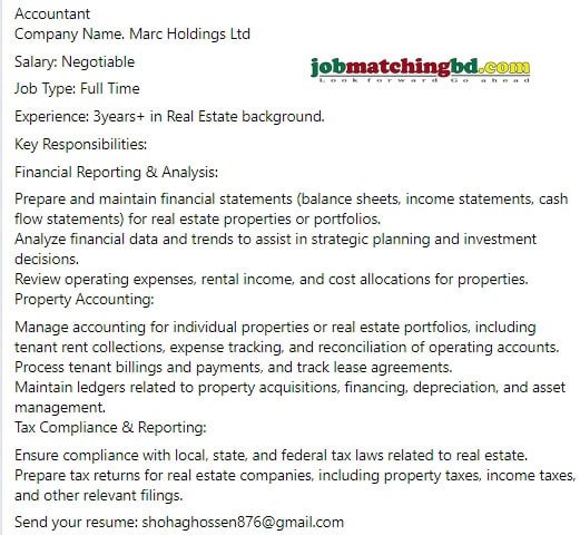 Accounting Jobs in Bangladesh 2024