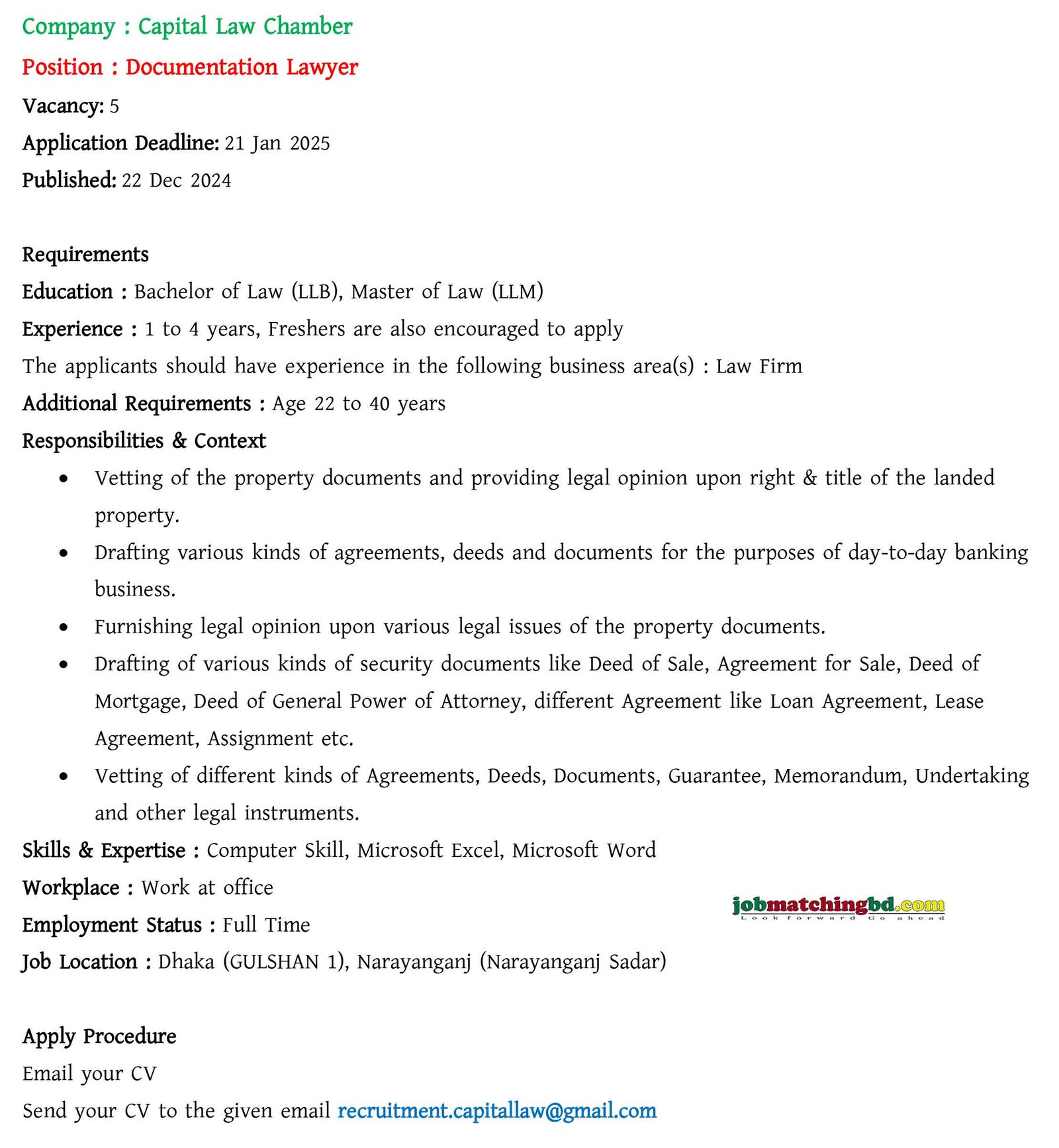 Law Jobs in Bangladesh