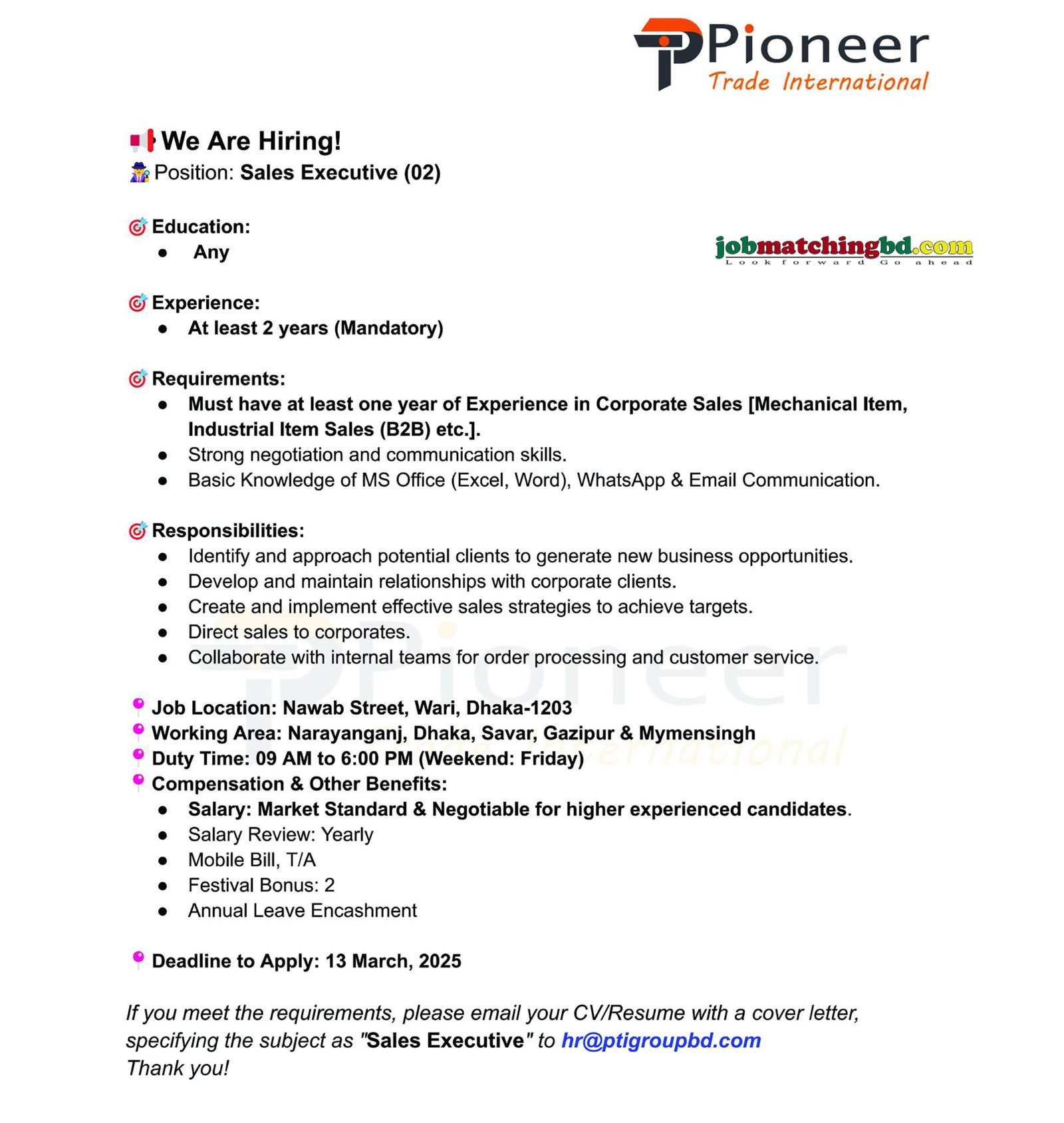 Sales Job in Dhaka