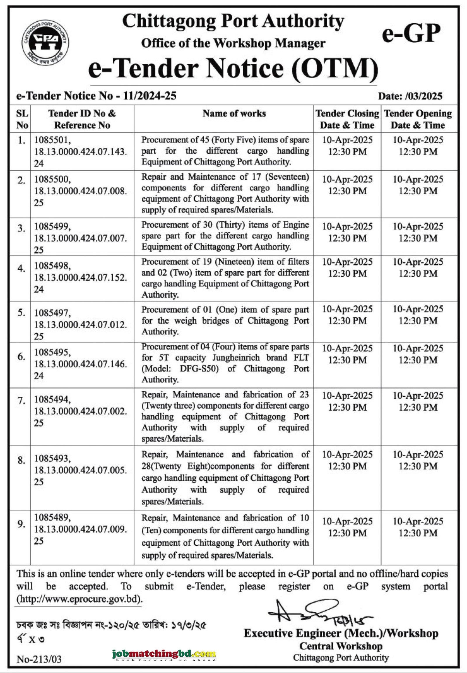 Chittagong Port Authority Tender