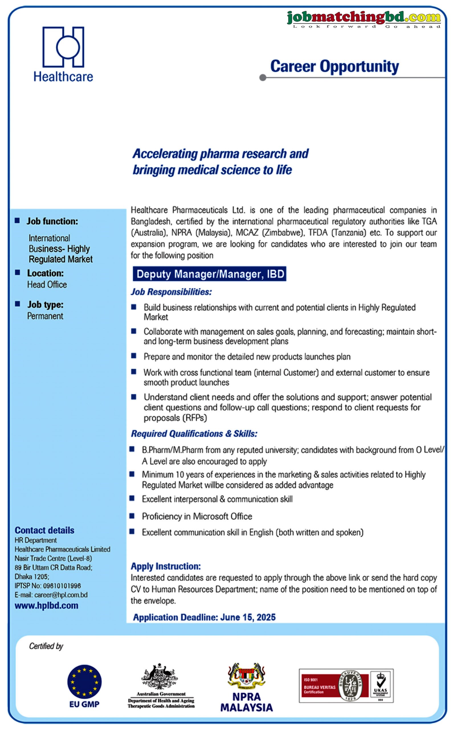 Pharma Job in BD